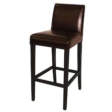 Tania Bar Stool - Wood Faux Leather Wooden Frame Brown