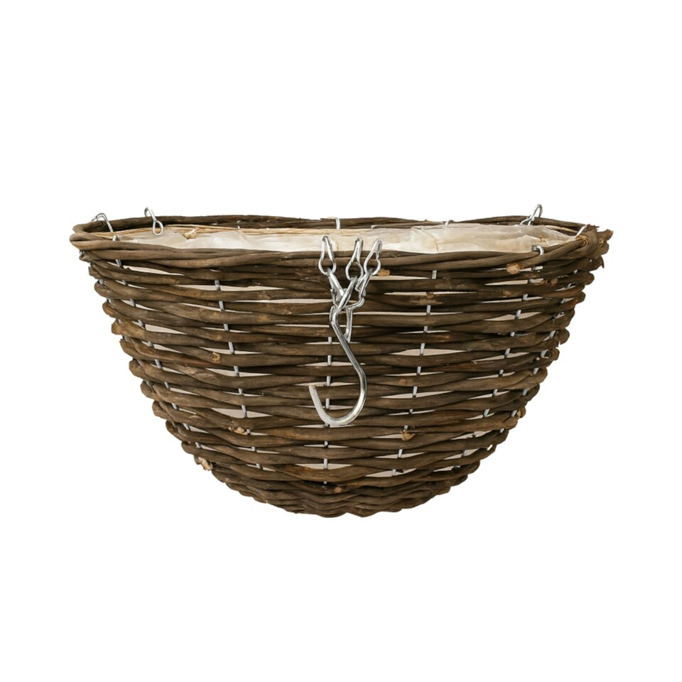 image 1 of Green Blade Rattan Hanging Basket - 30cm - Planter Flower Pot Plant Pot Hanger | Brown | Brown