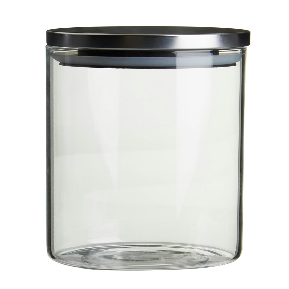 image 1 of Interiors by Premier Freska 950ml Storage Jar, Clear Glass with Airtight Silicone Seal and Metallic Lid
