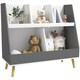 image 1 of HOMCOM Kids Storage Shelf, 2-Tier Kids Book Shelf with 5 Compartments, Anti-Tip Device, Pine Wood Legs, for Nursery, Playroom, Classroom - Grey