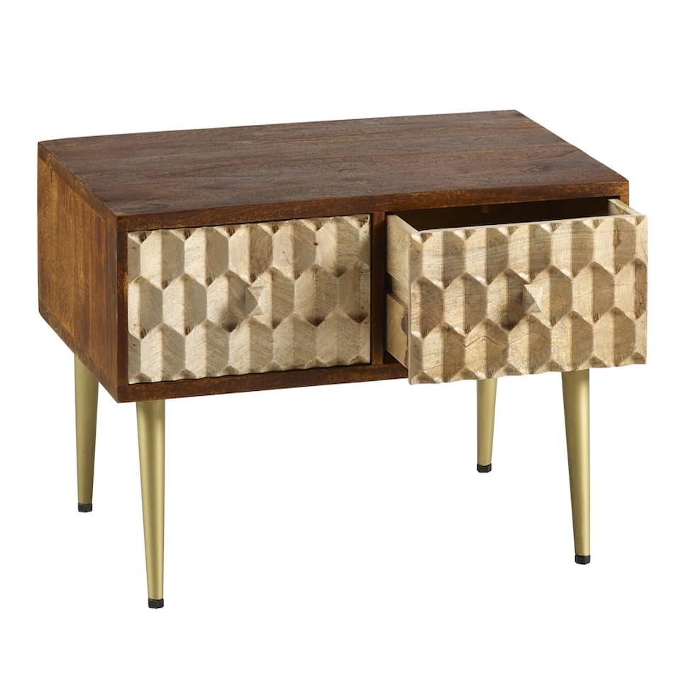 image 1 of Camille Retro Coffee Table with 2 Drawers Brown