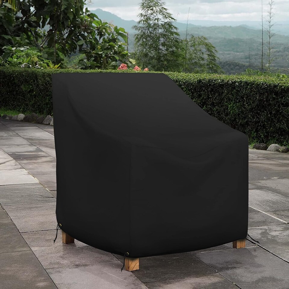 image 1 of Covers&All Outdoor Chair Covers, 12 Oz Waterproof & UV-Resistant Cover Max Fabric, Suitable for Indoors / Outdoors, 42 in H x 30 in D x 27 in W, Black