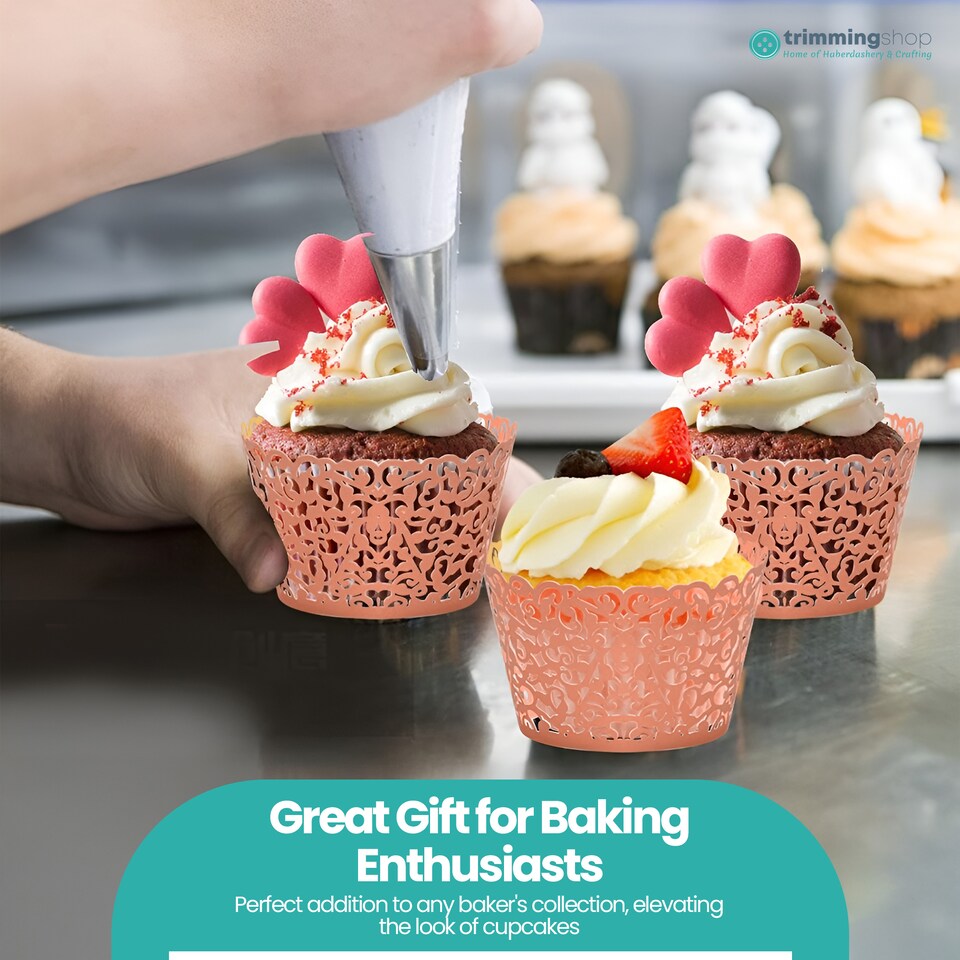 image 1 of Cupcake Wrappers Laser Cut Floral Design Paper Cup Holders - 25pcs