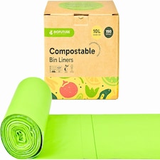 Biofuture 10L x 150 Compostable Bin Liners | Home Compostable & Council Approved | Fits 9-11L Kitchen Food Waste Bins | EN13432 Certified & TUV Certified