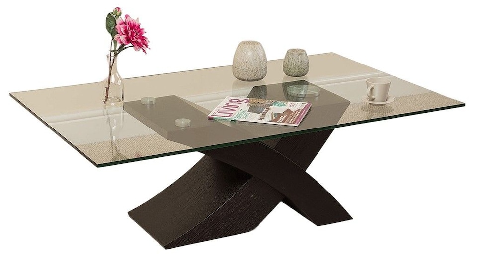 image 1 of Milano Glass and Wood Coffee Table for Living Room | Black | Black