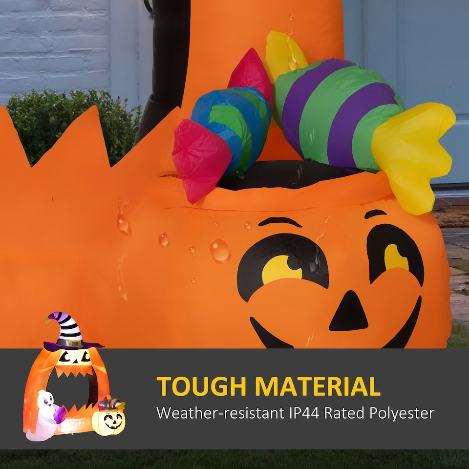 image 1 of Outsunny 4.9FT Tall Halloween Inflatable Pumpkin Archway w/ Cute Ghost