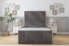 Sloomy Kingsley Slate Naples Bed Frame With Mattress With 50" Upholstered Headboard 2'6 Small Single