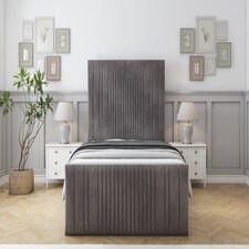 Sloomy Kingsley Slate Naples Bed Frame With Mattress With 50" Upholstered Headboard 2'6 Small Single
