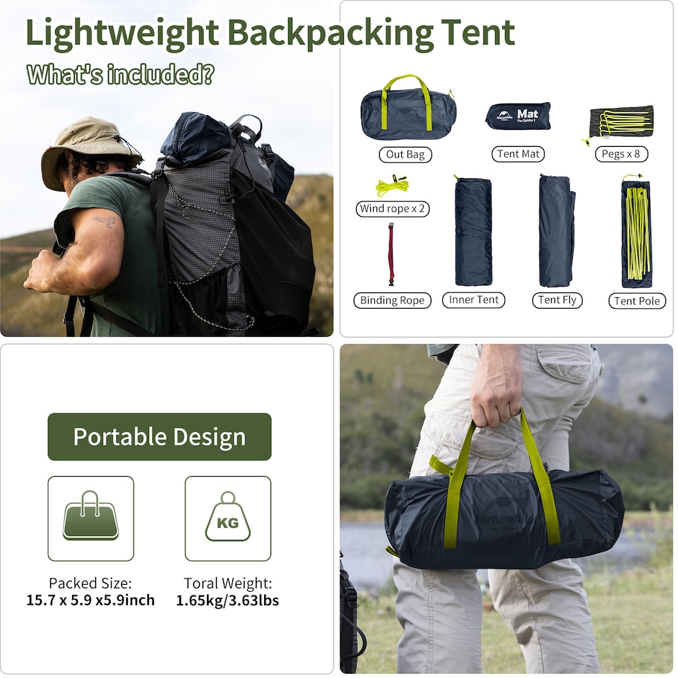image 1 of Cycling Ultralight 1 Man Tent + Mat | Green | Forest Green