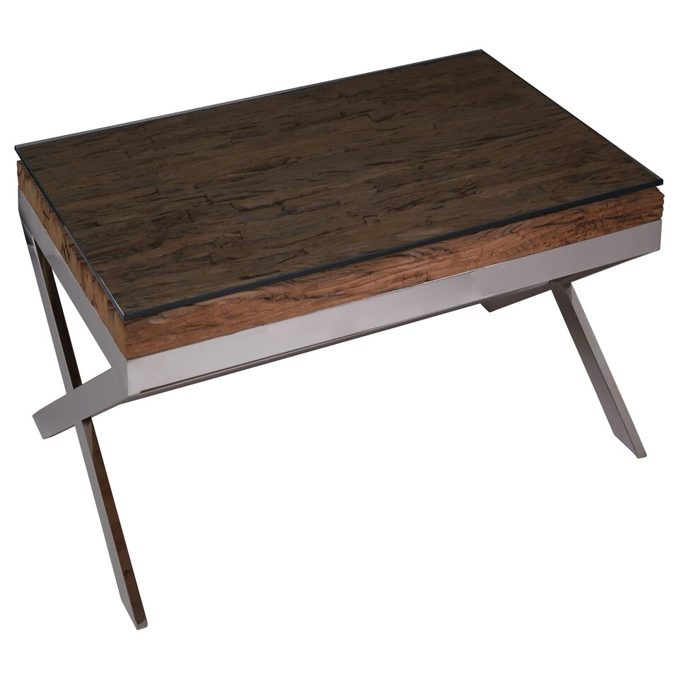 image 1 of Interiors by Premier Natural Coffee Table With Cross Base Brown
