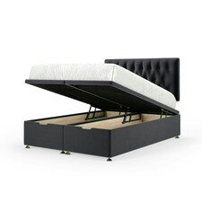 Graphite Plush Velvet Ottoman Base and Lona Headboard Single N/A