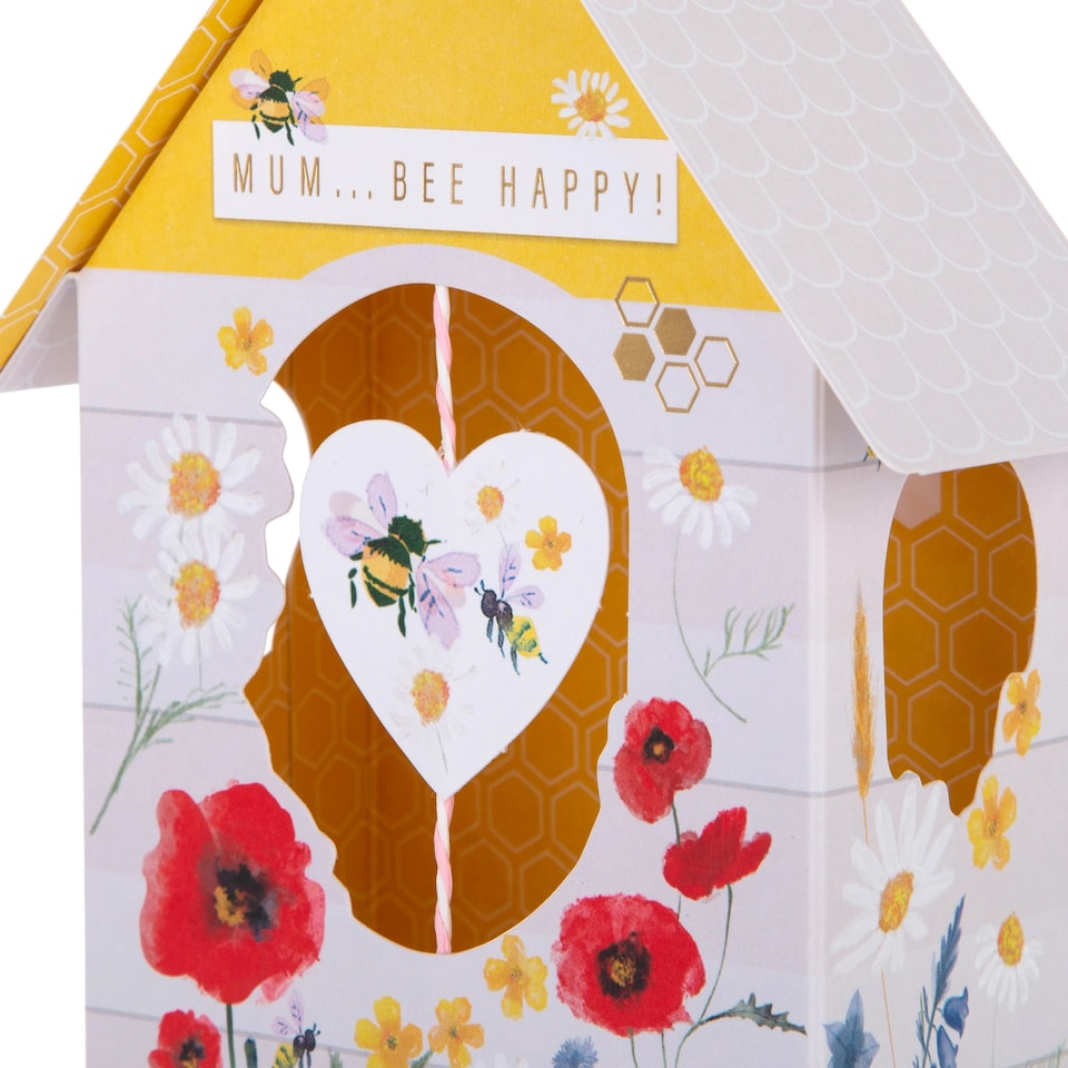 image 1 of Hallmark Mother's Day Card For Mum - 3D Pop-Up Bee Hive | White | Flat: 20.1 cm by 15.3 cm,
Popped Up: 19 cm by 13 cm by 6.2 cm