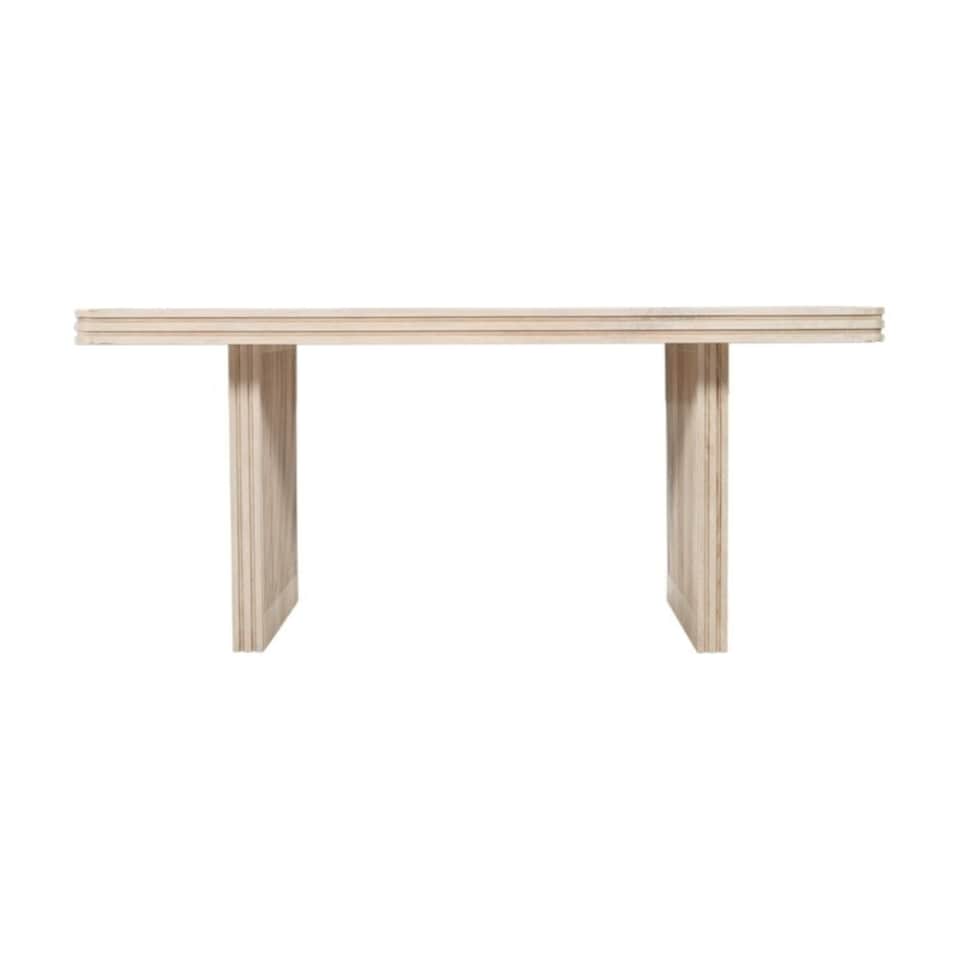 image 1 of Hudson Carved 6 Seater Dining Table - Mango Wood - L90 x W165 x H78 cm | Cream