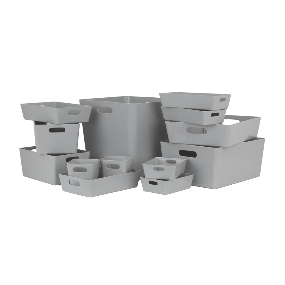 image 1 of Wham Studio 13 Piece Multi-Size Set Plastic Storage Baskets Ice White White