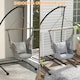 image 4 of Outsunny Hammock Chair Stand Metal Frame C Shape Hammock Stand Only Black