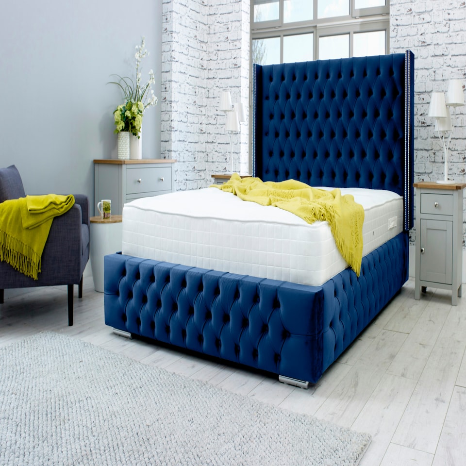 Benito Plush Superking Bed Frame - Blue