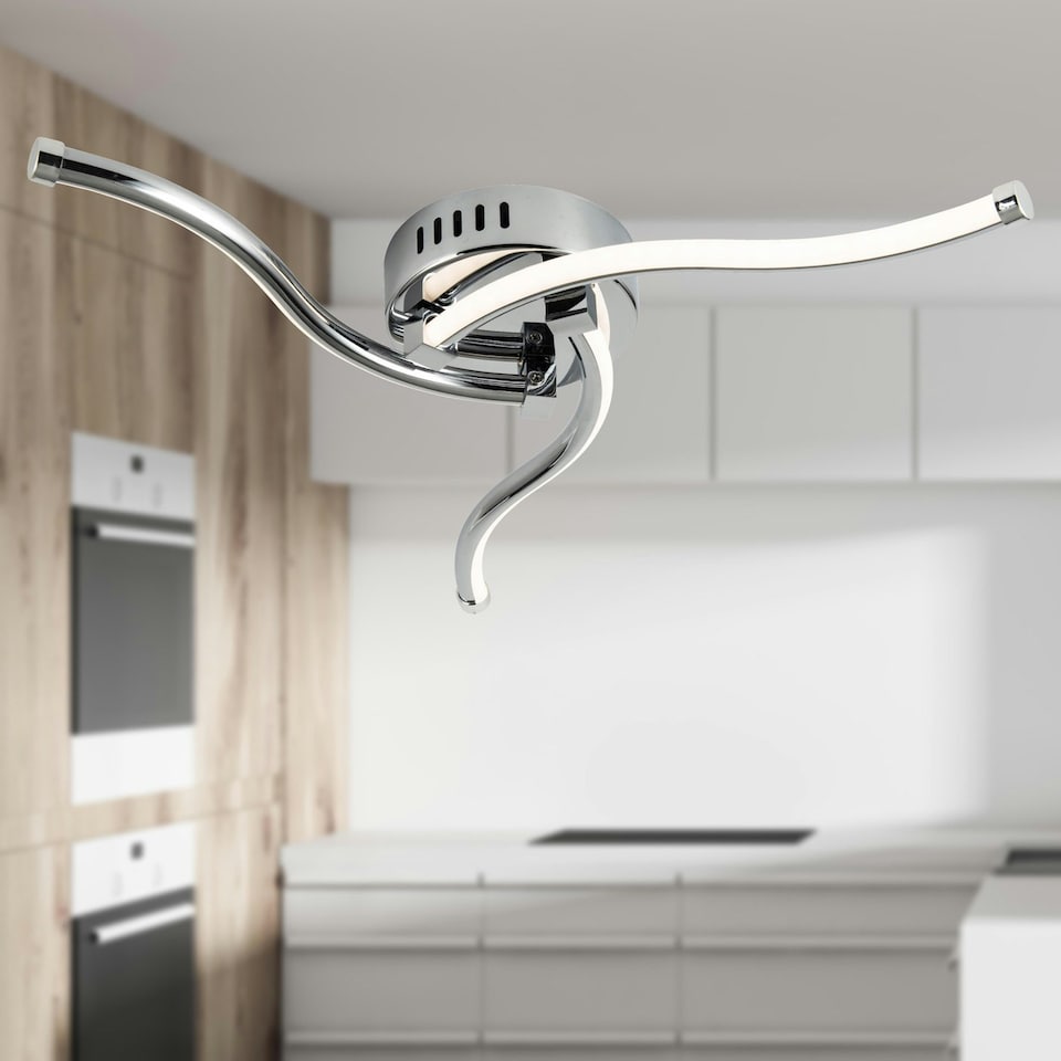 image 1 of First Choice Lighting Set of 2 Ara Chrome LED Flush Ceiling Lights Chrome