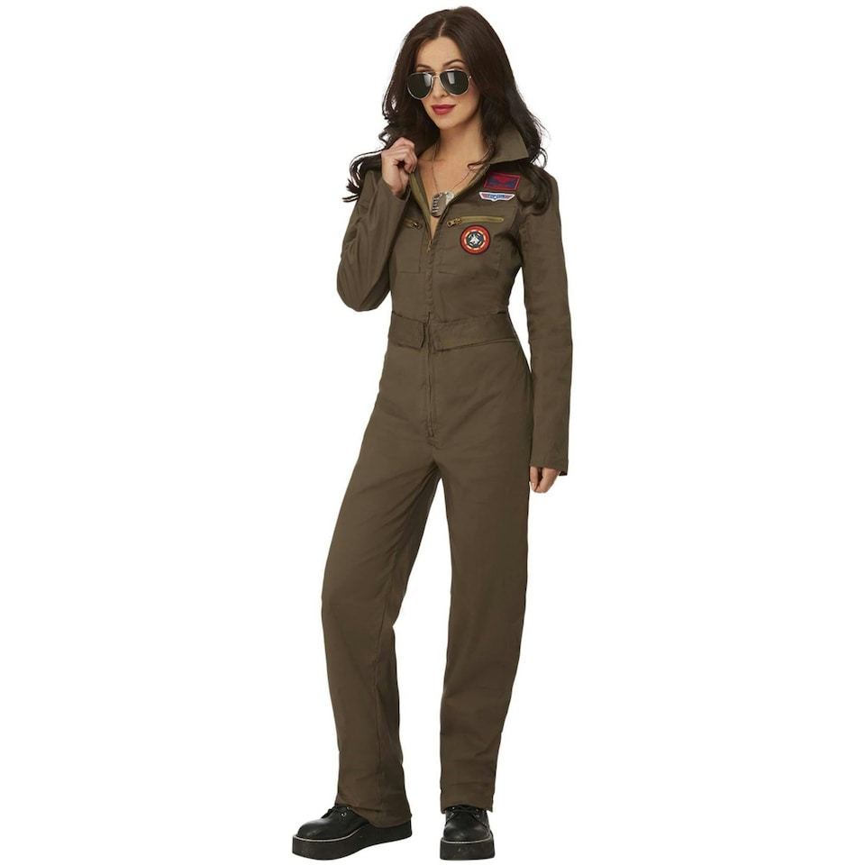image 1 of Top Gun Womens/Ladies Costume Jumpsuit - Khaki Brown - 18 UK | Multi | 18