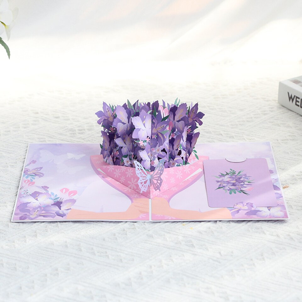 image 1 of Orchids in Hand 3D Pop Up Greeting Card