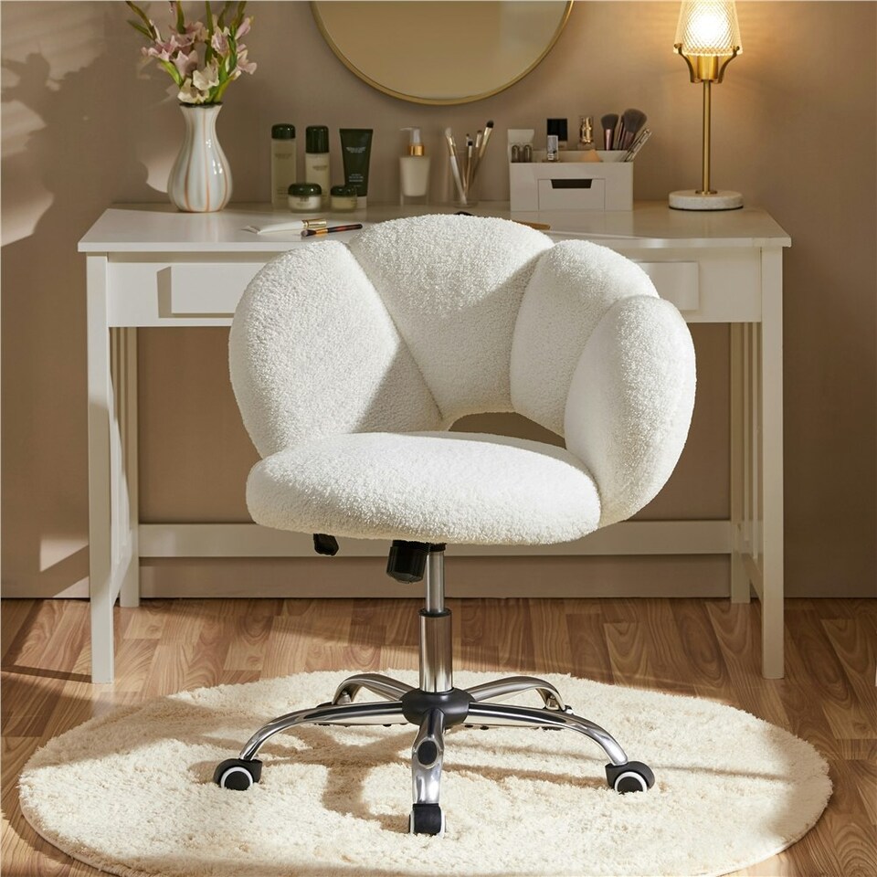 image 1 of Yaheetech Leisure Upholstered Desk Chair with Cloud-Shaped Backrest