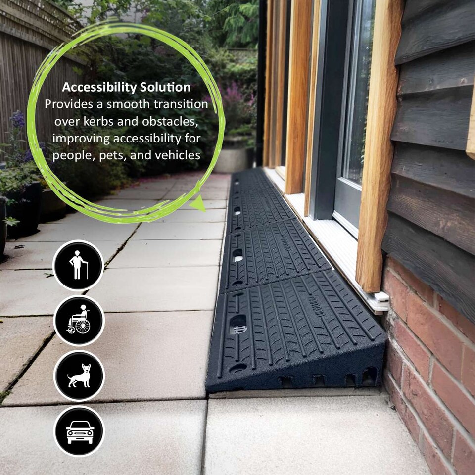 image 1 of Nicoman Rubber Kerb Ramp 1000kg Capacity for Cars, Motorbikes, Sheds, Driveways | Black