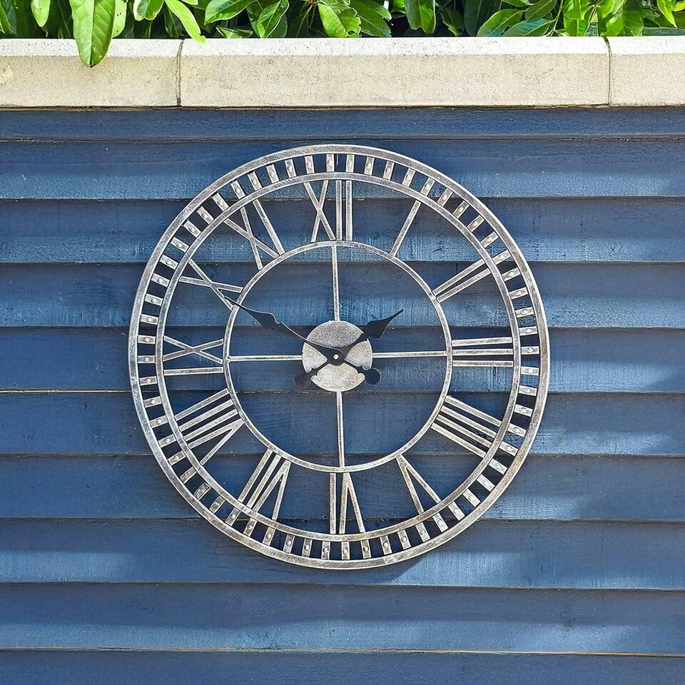 image 1 of Marco Paul 60cm Open Faced Roman Numerals Clock Silver