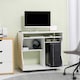 image 2 of HOMCOM Computer Desk with Sliding Keyboard Tray, Mobile Home Office Desk, Study Table with Storage Shelves, PC Desk on Wheels, White | White