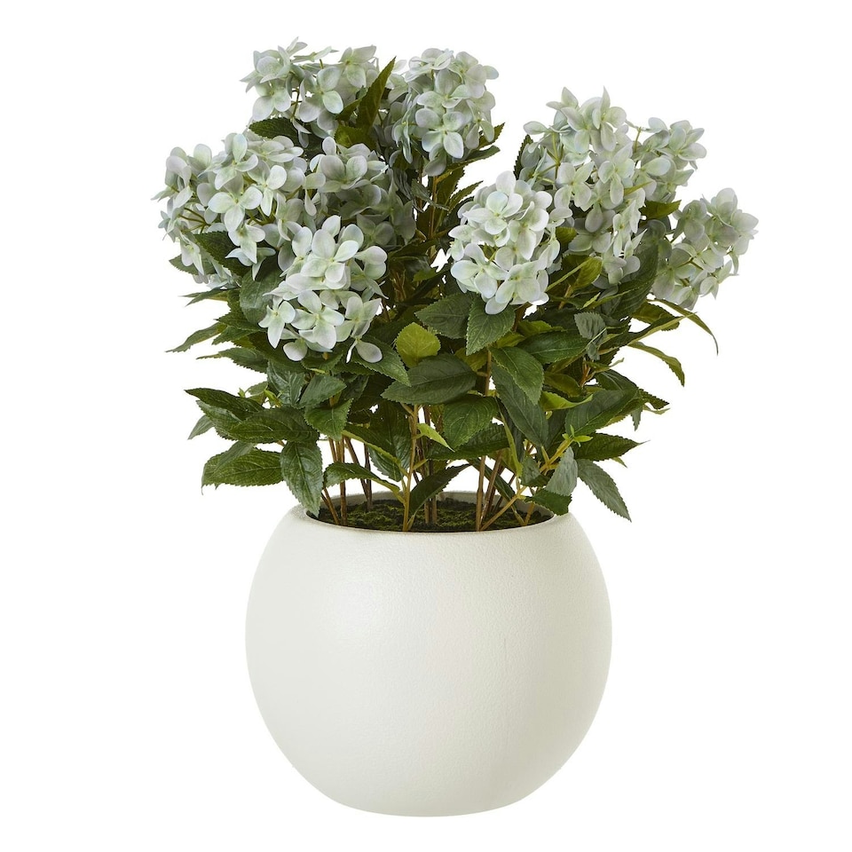image 1 of Hill Interiors Hydrangea Artificial Potted Plant - Green - 58cm x 51cm x 51cm