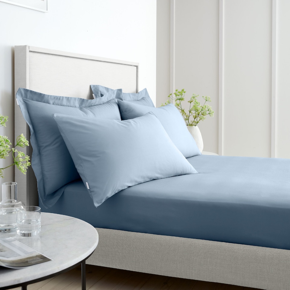 image 1 of Bianca 200 Thread Count Cotton Percale Standard Pillowcase Pair | Blue | Standard