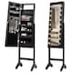 image 1 of COSTWAY 18 LEDs Jewelry Cabinet Floor Standing Jewelry Storage Organizer Black