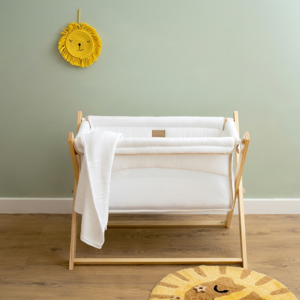image 1 of Clair de Lune Organic Folding Crib - White