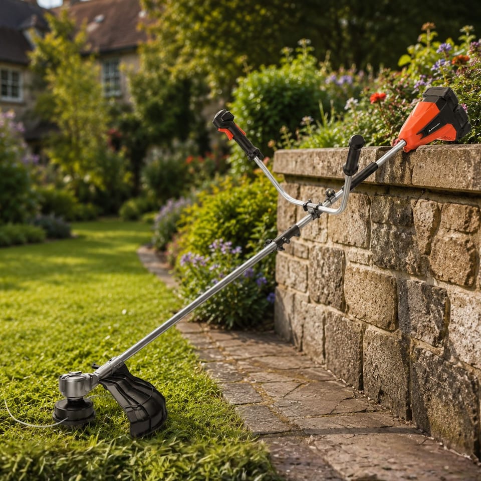 image 1 of Yard Force 40V (2x20V) Cordless 2-in-1 Brush Cutter With Steel Blade & Line Head | Orange