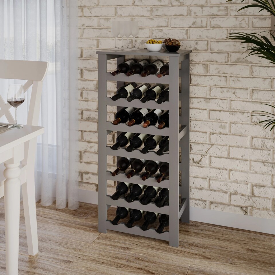 image 1 of Camilo 7-Tier Wine Rack Freestanding Holds 28 Bottles Home Bar Stand 108cm Stand | Grey | Grey