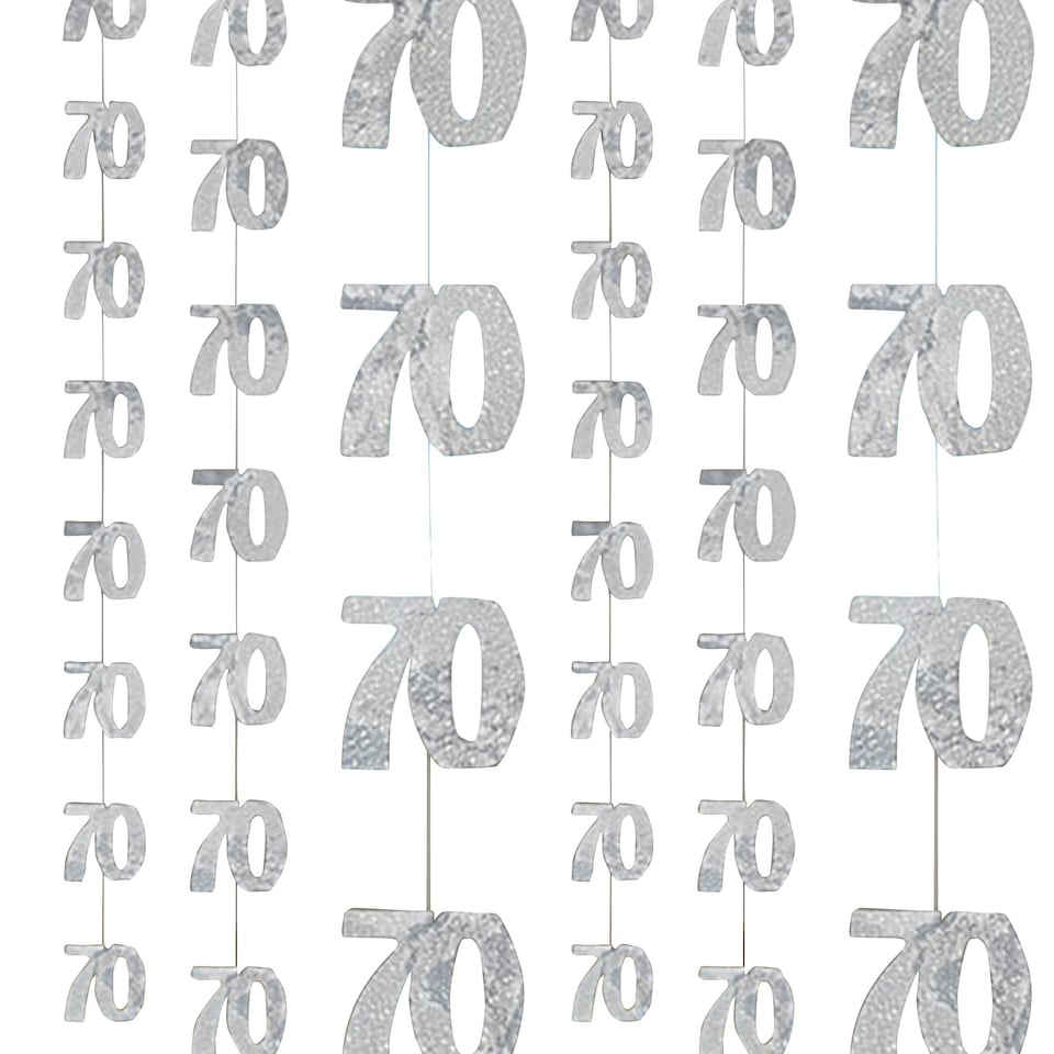 Unique Party Silver 70th Birthday/Anniversary Hanging String Decorations - Silver - One Size