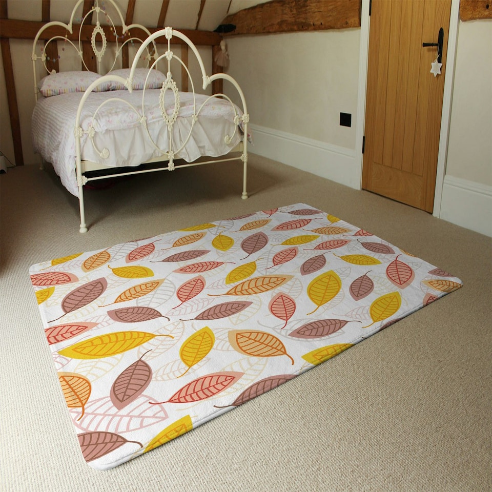 image 1 of Small Autumn Leaves (Rug) Yellow | Medium: 80x150cm