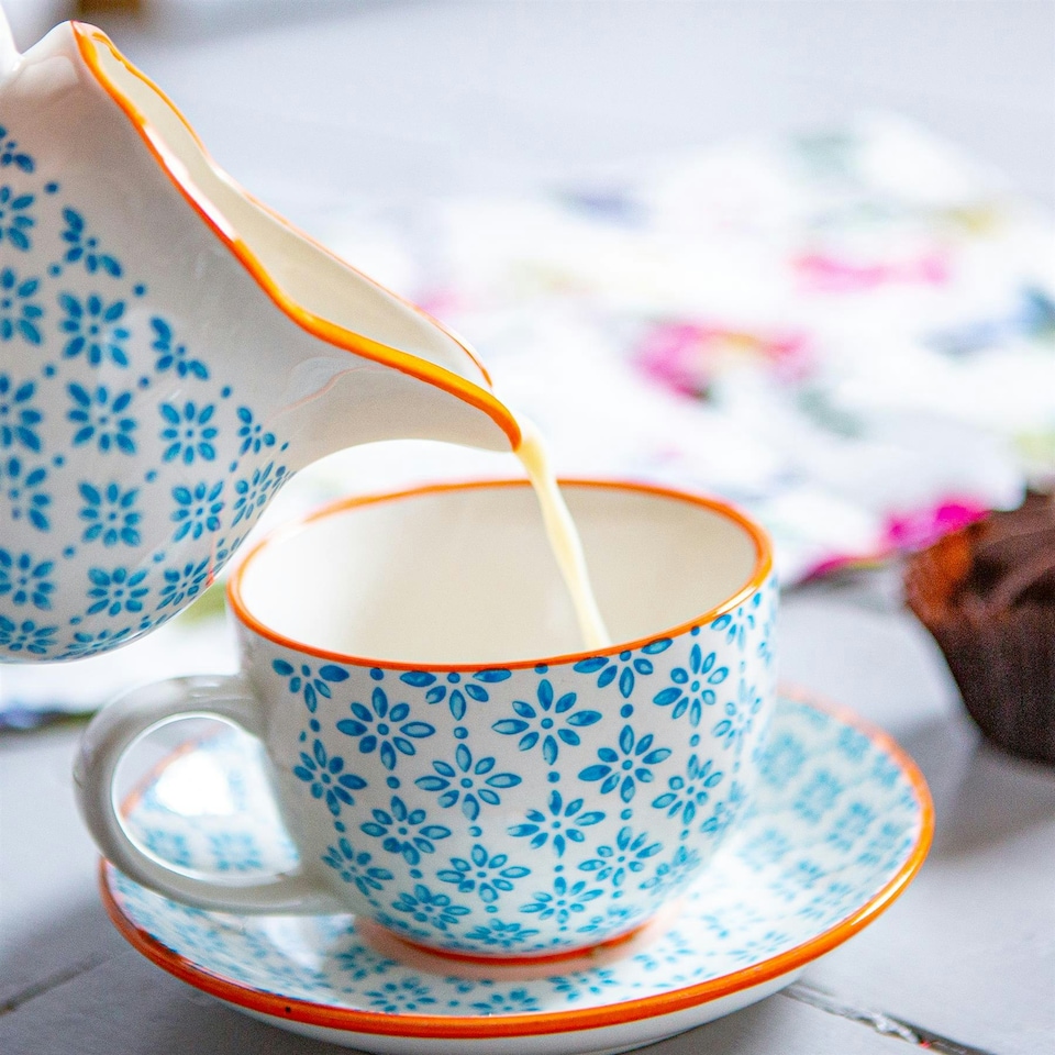 image 1 of Nicola Spring 15 Piece Hand-Printed Tea Set - Blue
