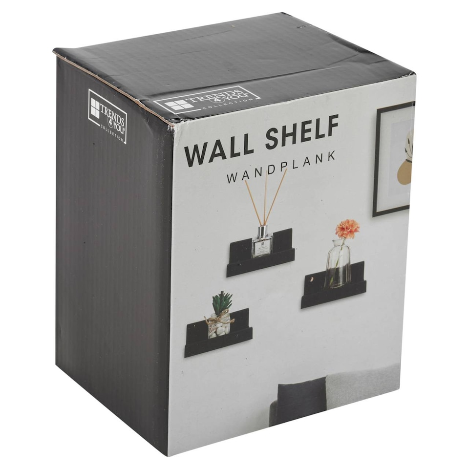 image 1 of 3 Piece Floating Wall Shelf Set | Black | Black & Set of 3 | 3