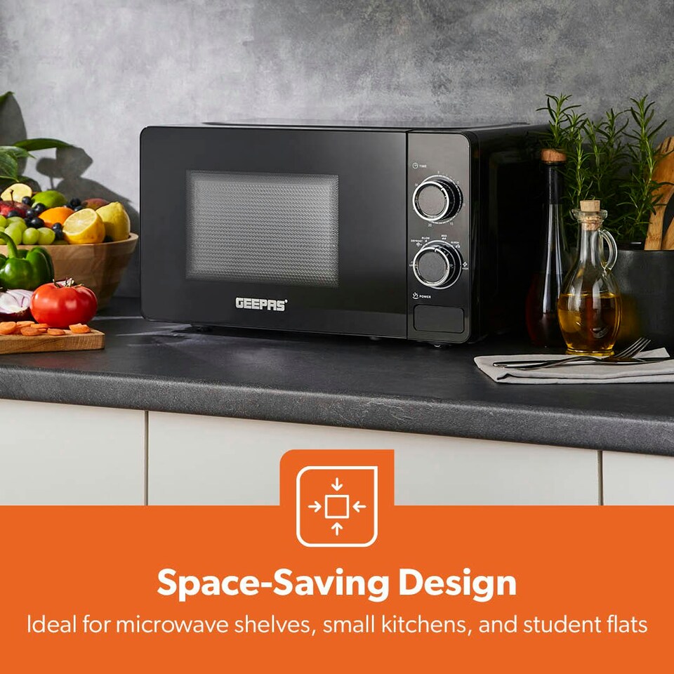 image 1 of GEEPAS 700W Solo Manual Microwave, 1.7L Electric Kettle & 2 Slice Bread Toaster Kitchen Set