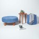 image 6 of Homescapes Blue Large Round Cotton Knitted Footstool on Legs