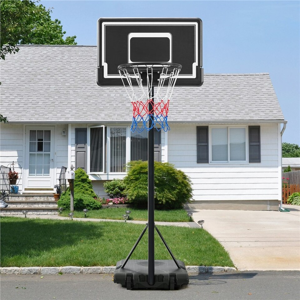 image 1 of Yaheetech PE Backboard Basketball Stand System w/ Wheels Black/White