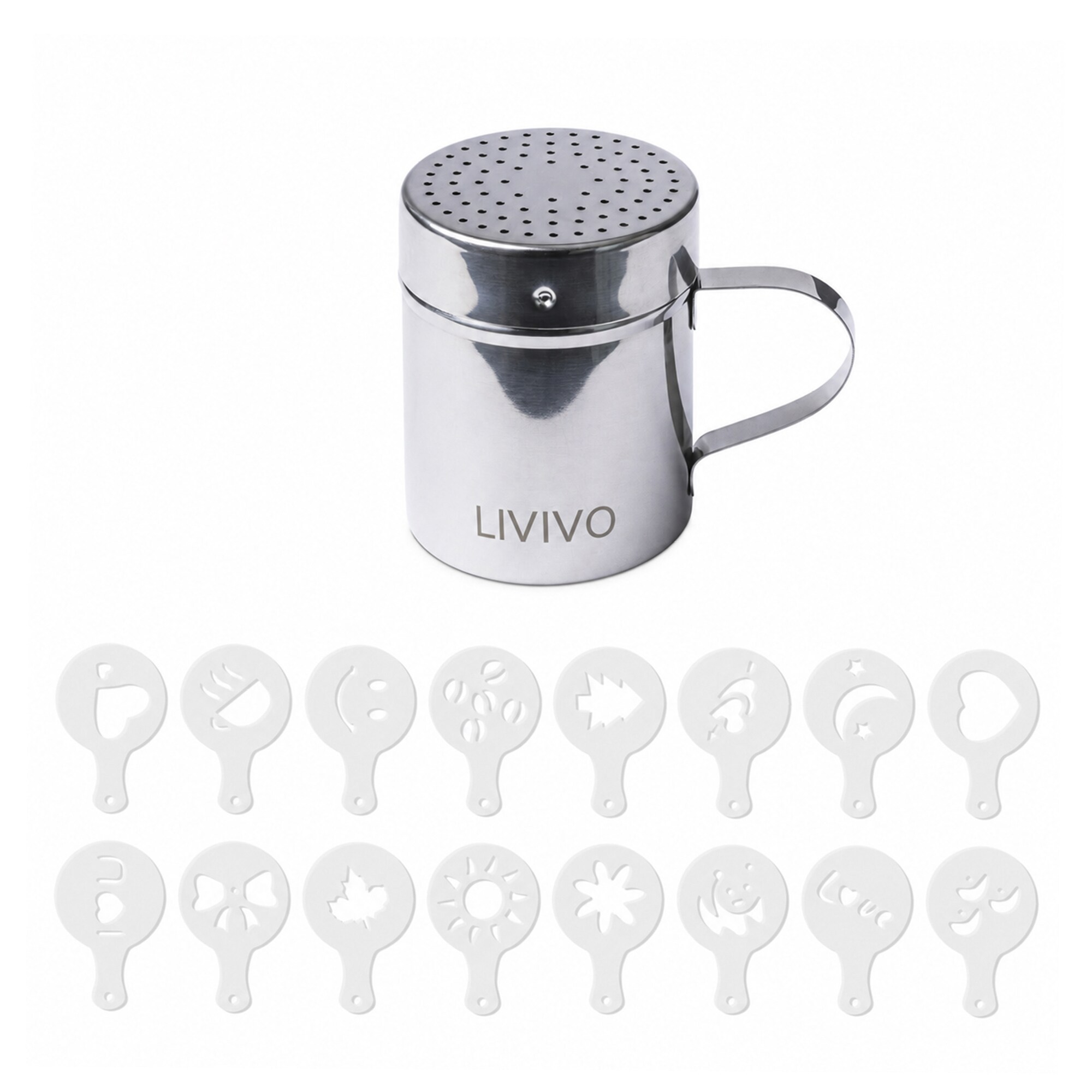 LIVIVO Latte Art Stencil Kit with Cocoa and Sugar Duster