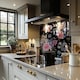 image 2 of Bright Pink Flowers On Black Splash Back | White