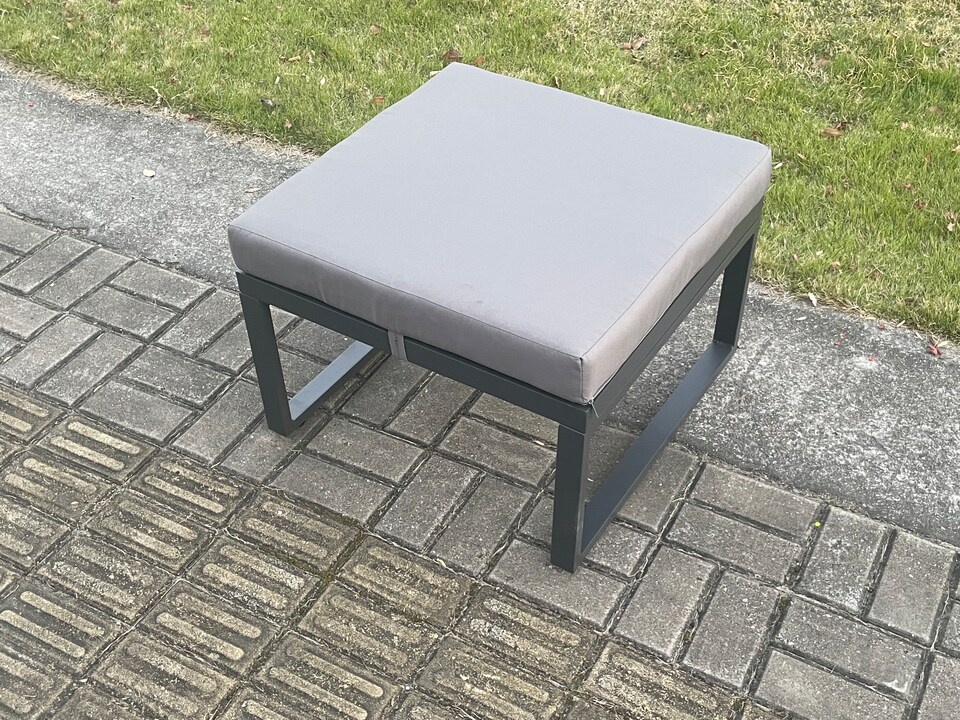 image 1 of Fimous Aluminium 5 Pieces Garden Furniture Sofa Set with Cushions 8 Seater Outdoor Patio Set with Square Coffee Table 2 Big Footstools Dark Grey
