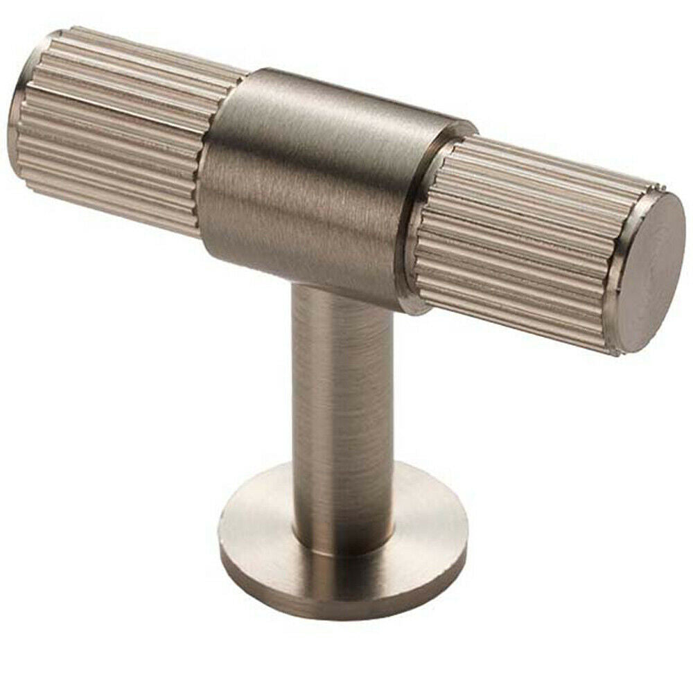 Loops Lined Cupboard T Shape Pull Handle - 50 x 13mm - Satin Nickel Cabinet Handle in Metallics
