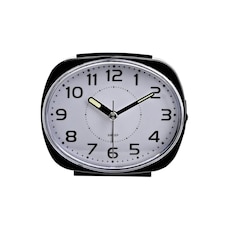 Hometime Alarm Clock Oval with Luminous Hands - Black Case Black