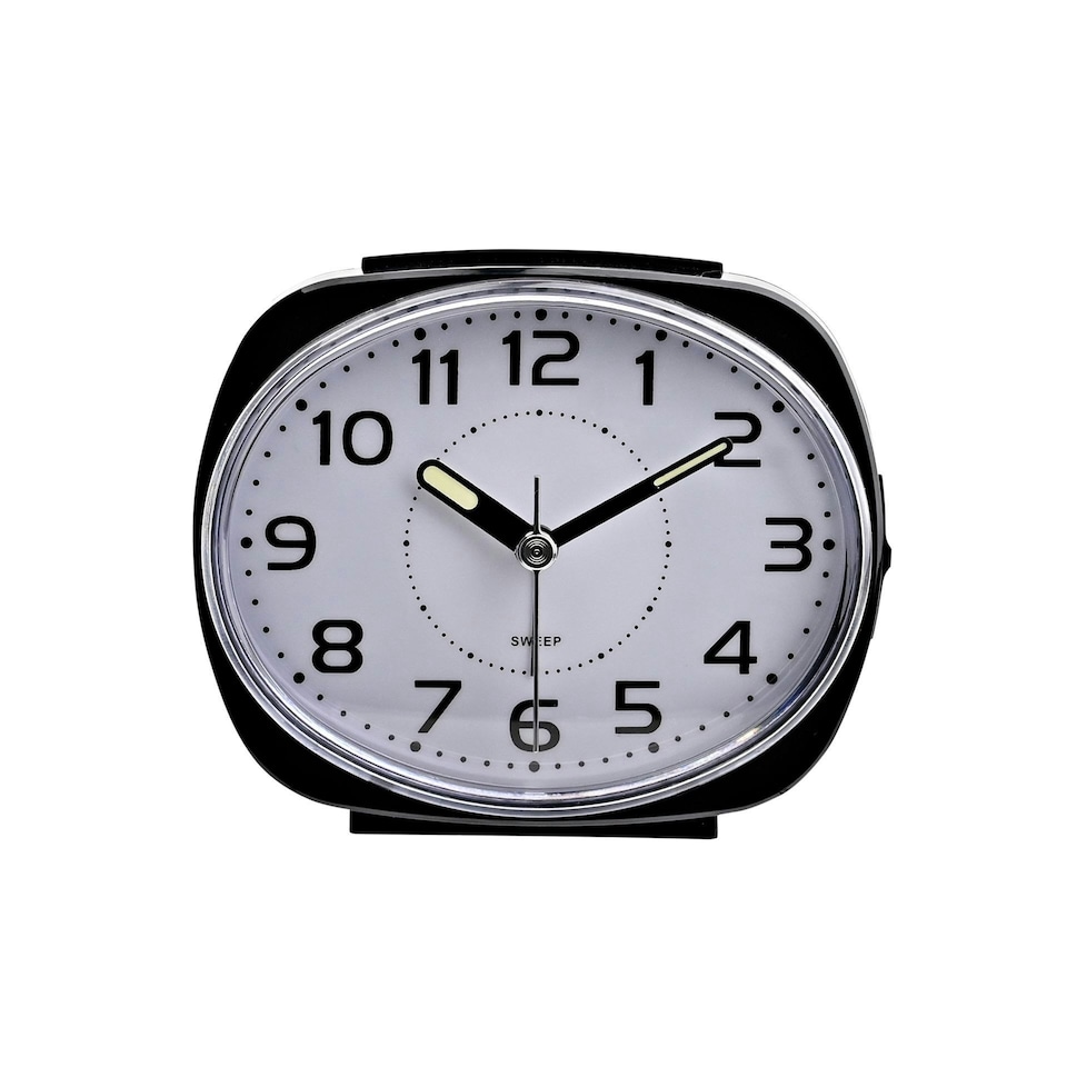 image 1 of Hometime Alarm Clock Oval with Luminous Hands - Black Case Black