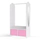 image 1 of Kids MDF Wooden Hanging Clothes Rail Wardrobe Storage Shelves with Inserts Mirror | Pink | Light Pink