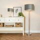image 2 of ValueLights Charlie Brushed Chrome Table Lamp Black Velvet Shade & Bulb Grey