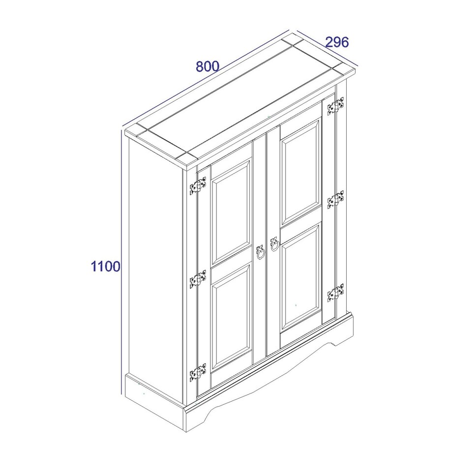 image 1 of Corona 2 Door Cupboard Unit in Antique Waxed Pine - Adjustable and Removable Shelves | Grey | Grey | One Size | 1