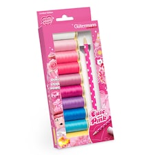 Gutermann Sew-All Thread Set - 10x100m Cute & Pink + White Marking Pencil for Creative Sewing